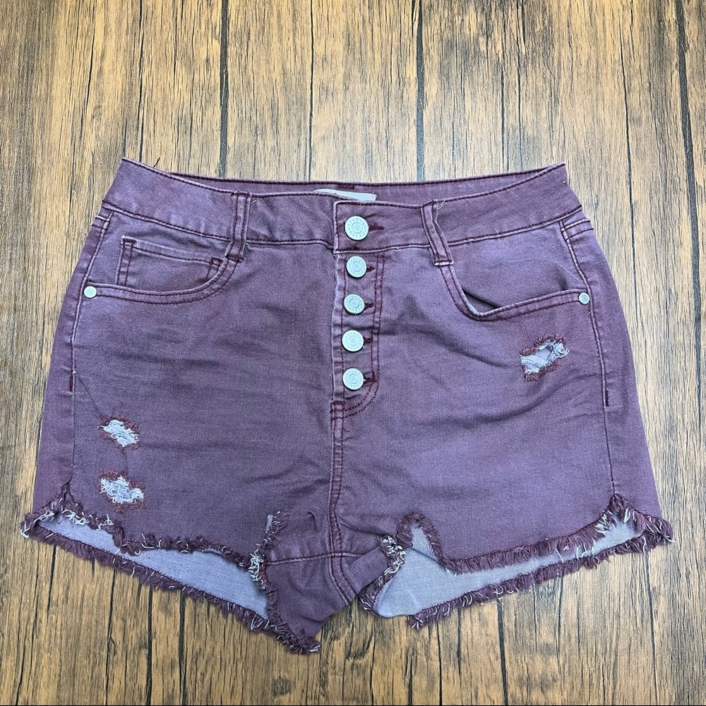 2 Pairs High Waisted Shorts Size 6 (maroon and olive)